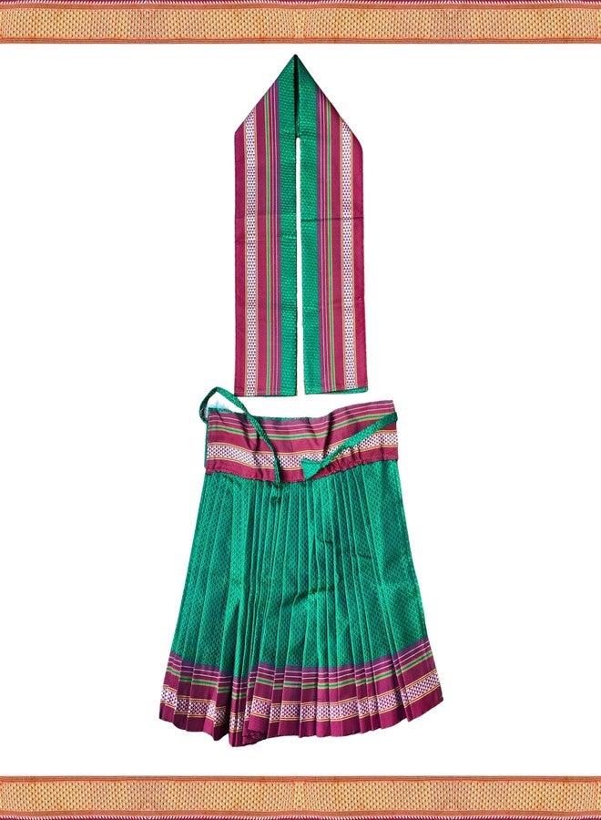 PUNYATVA Kalash khun Ghagra (أخضر، كبير) / Mata Rani Poshak لـ Varalakshmi، Ma Laxmi، Goddess Durga، Radha، Gangaur Saree/Chunri Patka Lehenga Dress/Navaratri Margashirsha Devi Pooja Accessories - Image 2